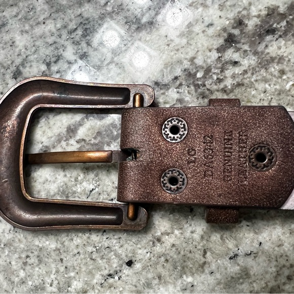 Brown Leather Belt with Turquoise Buckle size large western belt with buckle - Picture 4 of 5